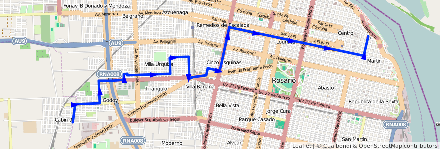 Mapa del recorrido Base de la línea 121 en تسبیح.