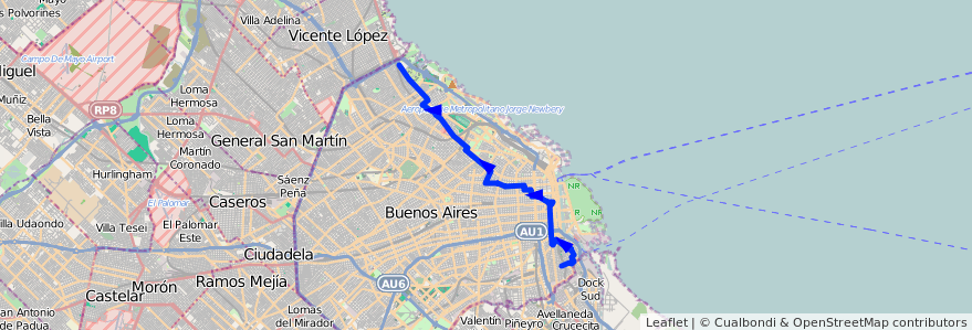 Mapa del recorrido Boca-Est.Rivadavia de la línea 29 en Ciudad Autónoma de Buenos Aires.