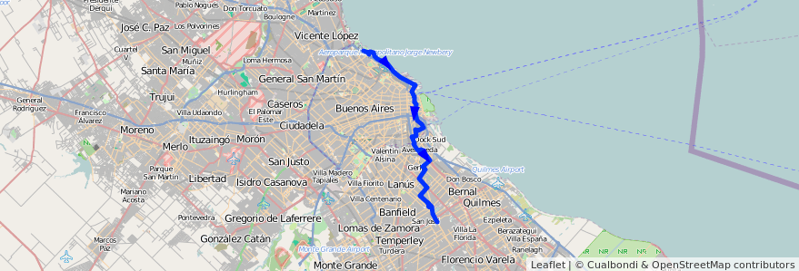 Mapa del recorrido C C.Univ - x Barracas de la línea 33 en Argentina.