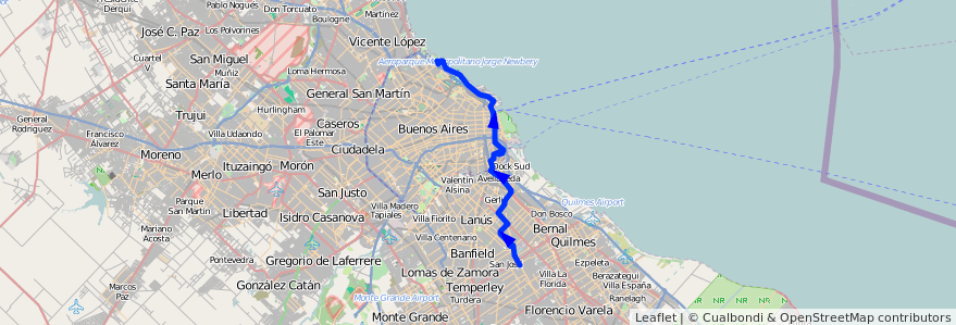 Mapa del recorrido C C.Univ - x Barracas de la línea 33 en Argentine.