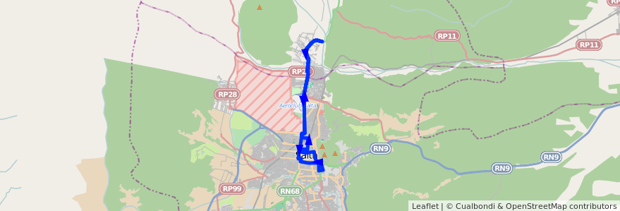 Mapa del recorrido C de la línea Corredor 6 en Rosario de Lerma.