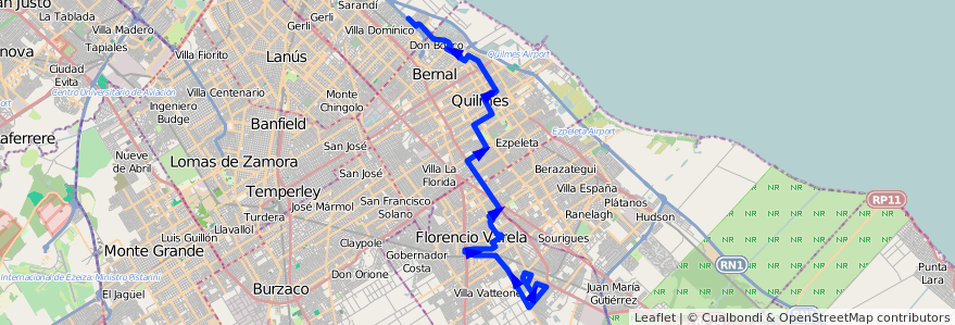 Mapa del recorrido Ramal 9 - Walmart de la línea 324 en Buenos Aires.