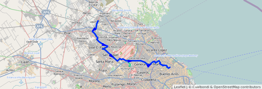 Mapa del recorrido Ch-Esc x L de la Torr de la línea 176 en Provinz Buenos Aires.