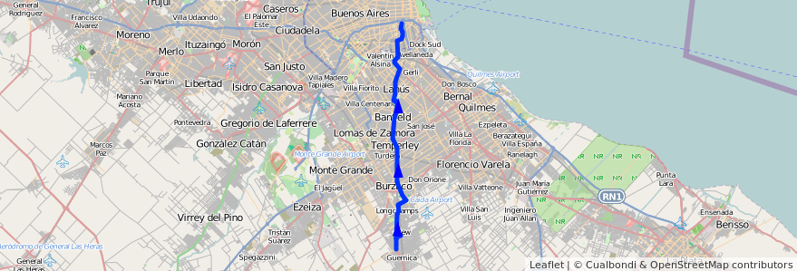 Mapa del recorrido Const.-Numancia de la línea 79 en 布宜诺斯艾利斯省.