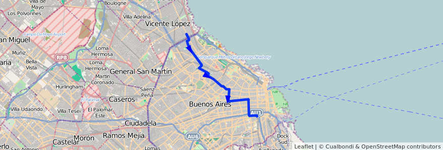 Mapa del recorrido Const.-Pte.Saavedra de la línea 151 en Autonomous City of Buenos Aires.