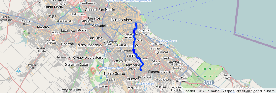 Mapa del recorrido Const.-San Jose de la línea 79 en استان بوئنوس آیرس.