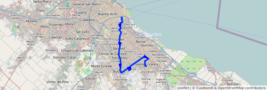 Mapa del recorrido Const.-Varela x 1 de la línea 79 en 布宜诺斯艾利斯省.