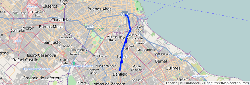 Mapa del recorrido Constitucion-T.Suarez de la línea 51 en アルゼンチン.