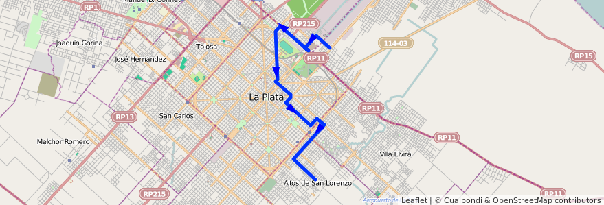 Mapa del recorrido Dique de la línea 275 en ブエノスアイレス州.