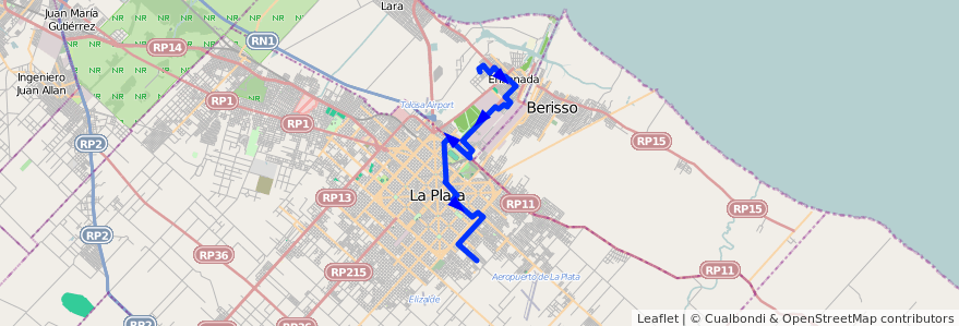 Mapa del recorrido Ensenada de la línea 275 en ブエノスアイレス州.