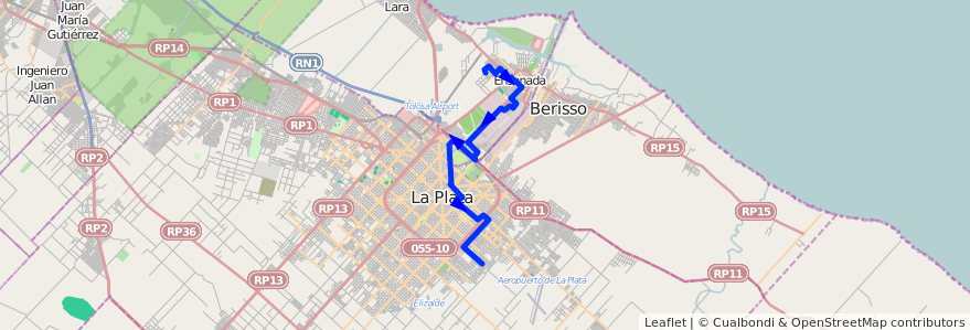 Mapa del recorrido Ensenada de la línea 275 en Provinz Buenos Aires.
