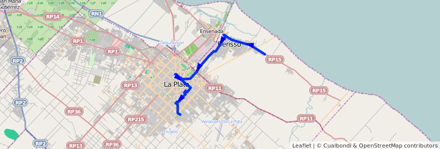 Mapa del recorrido G de la línea 202 en Buenos Aires.