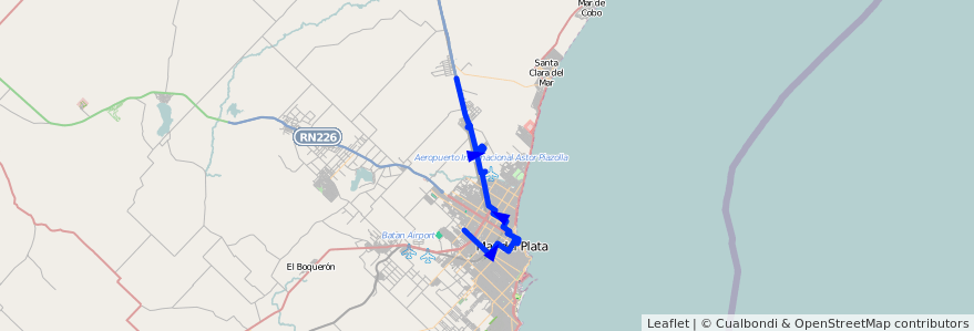 Mapa del recorrido Los Zorzales de la línea 542 en Partido de General Pueyrredón.