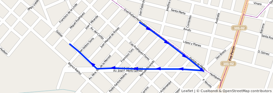 Mapa del recorrido Moron-San Francisco de la línea 236 en Буэнос-Айрес.