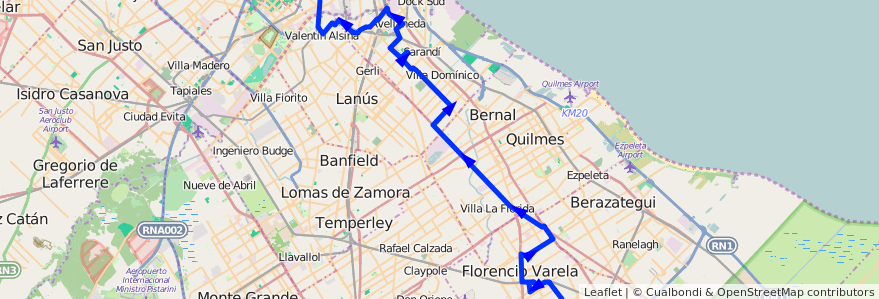 Mapa del recorrido P x C.Larralde de la línea 178 en Buenos Aires.