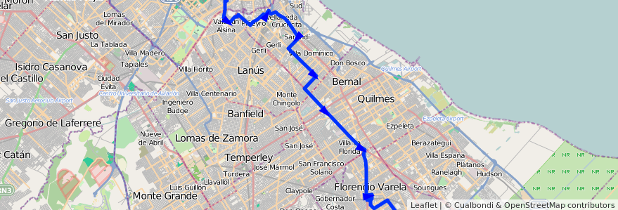 Mapa del recorrido P x C.Larralde de la línea 178 en Provincia di Buenos Aires.