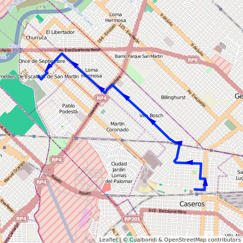 Recorrido P.Podesta-Est.Caseros Desde J. B. Alberdi Hasta B. Perez ...