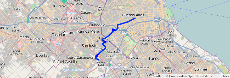 Mapa del recorrido Pra.Junta-J.Ingenieros de la línea 49 en Argentina.