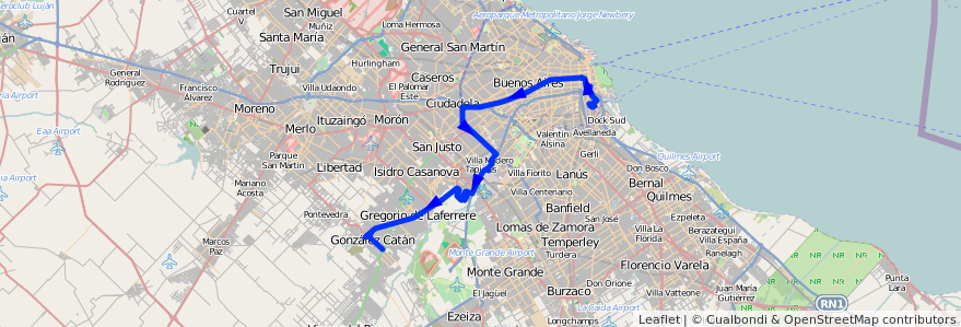 Mapa del recorrido R1 La Boca-G.Catan de la línea 86 en آرژانتین.