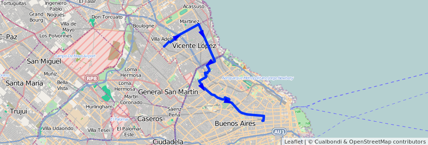Mapa del recorrido Ramal 1 x Maipú de la línea 71 en Argentinien.