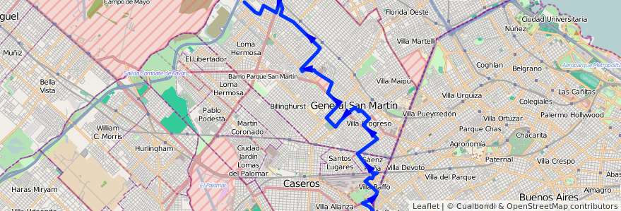 Mapa del recorrido R1 V.Lanzone-Ciudadel de la línea 237 en استان بوئنوس آیرس.