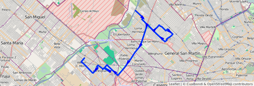 Mapa del recorrido R1 V.Lanzone-Est.Morr de la línea 237 en Buenos Aires.