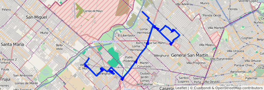 Mapa del recorrido R1 V.Lanzone-Est.Morr de la línea 237 en Buenos Aires.