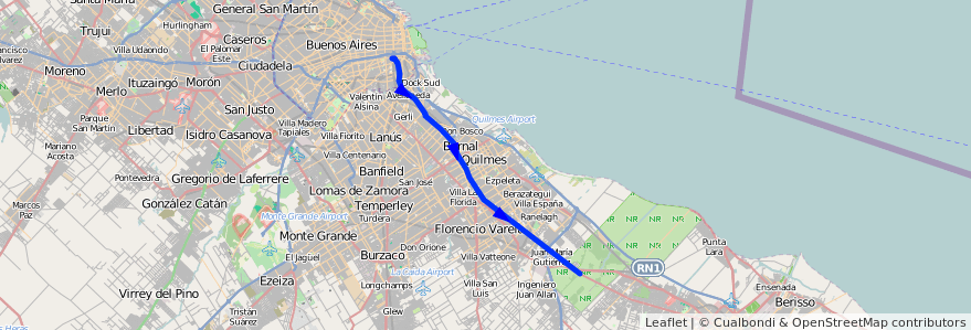 Mapa del recorrido R10 Const.-Bº Maritim de la línea 129 en 아르헨티나.