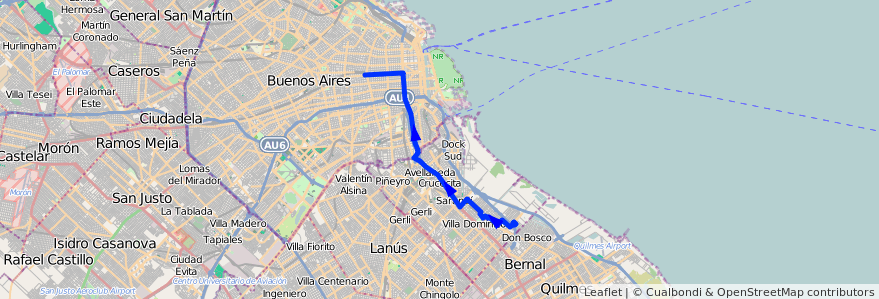 Mapa del recorrido R116 Once-B. Grafico de la línea 98 en アルゼンチン.