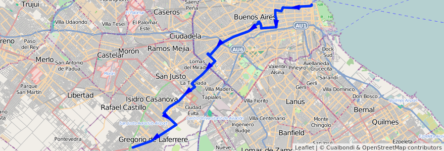 Mapa del recorrido R155 C.Central-G.Cata de la línea 180 en Argentinien.