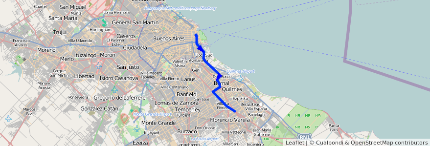 Mapa del recorrido R2 Correo-Berazategui de la línea 159 en بوينس آيرس.