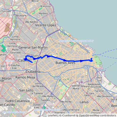 Recorrido R2 Correo-S.Pena Desde J. J. De Urquiza Hasta Av. Corrientes ...