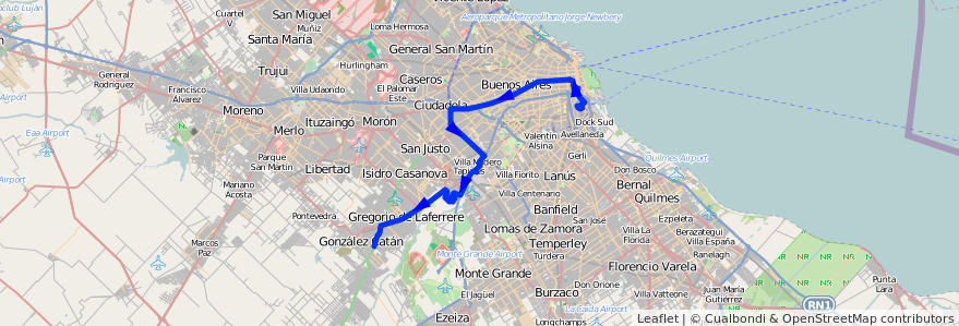 Mapa del recorrido R2 La Boca-G.Catan de la línea 86 en 阿根廷.