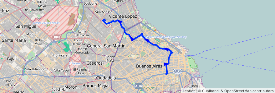 Mapa del recorrido Ramal 2 x Av. Dorrego de la línea 41 en 아르헨티나.