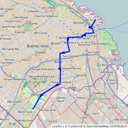 Recorrido R2 Retiro-B. Gral.Sav Desde Av. De Los Inmigrantes Hasta Av ...