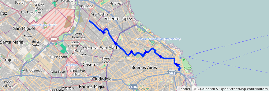 Mapa del recorrido Ramal 2 x Constituyentes de la línea 111 en Argentine.