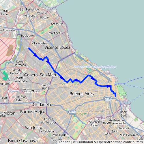 Recorrido Ramal 2 X Constituyentes desde Jos Le n Su rez hasta