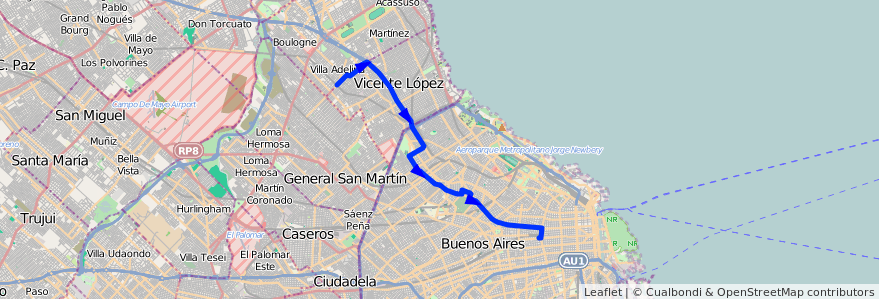 Mapa del recorrido Ramal 2 x Panamericana de la línea 71 en Argentinien.