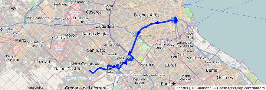 Mapa del recorrido R3 Const.-Villegas de la línea 91 en 阿根廷.