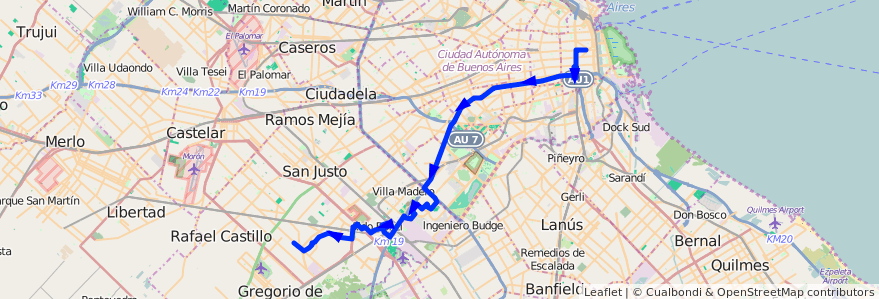 Mapa del recorrido R3 Const.-Villegas de la línea 91 en Argentina.