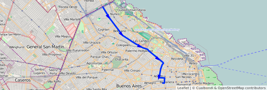 Mapa del recorrido Ramal 3 de la línea 68 en Autonomous City of Buenos Aires.