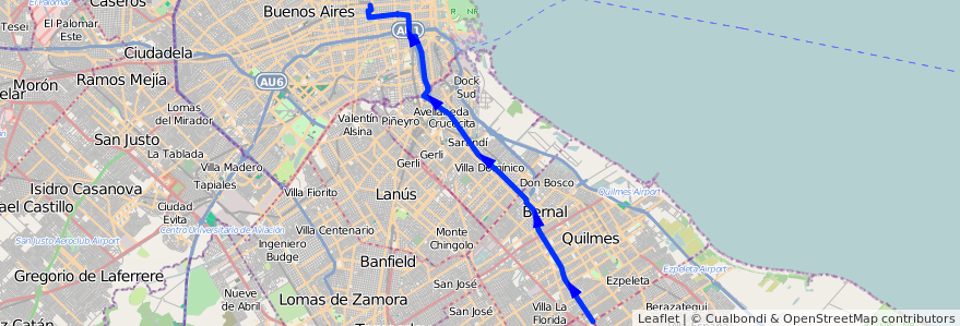 Mapa del recorrido R3 Once-V.Espana de la línea 98 en Argentina.