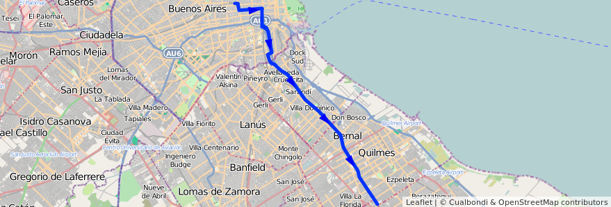 Mapa del recorrido R3 Once-V.Espana de la línea 98 en Argentine.