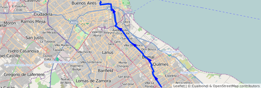 Mapa del recorrido R4 Once-V.Espana de la línea 98 en Argentina.