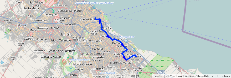 Mapa del recorrido R5 Once-V.Espana de la línea 98 en آرژانتین.