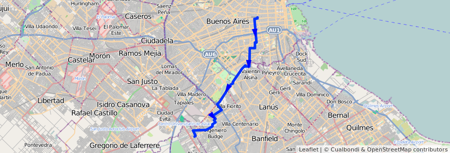 Mapa del recorrido S3 Once-B. 9 de Abril de la línea 32 en آرژانتین.