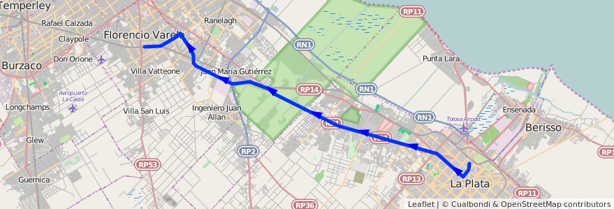 Mapa del recorrido Troncal de la línea 414 en بوينس آيرس.